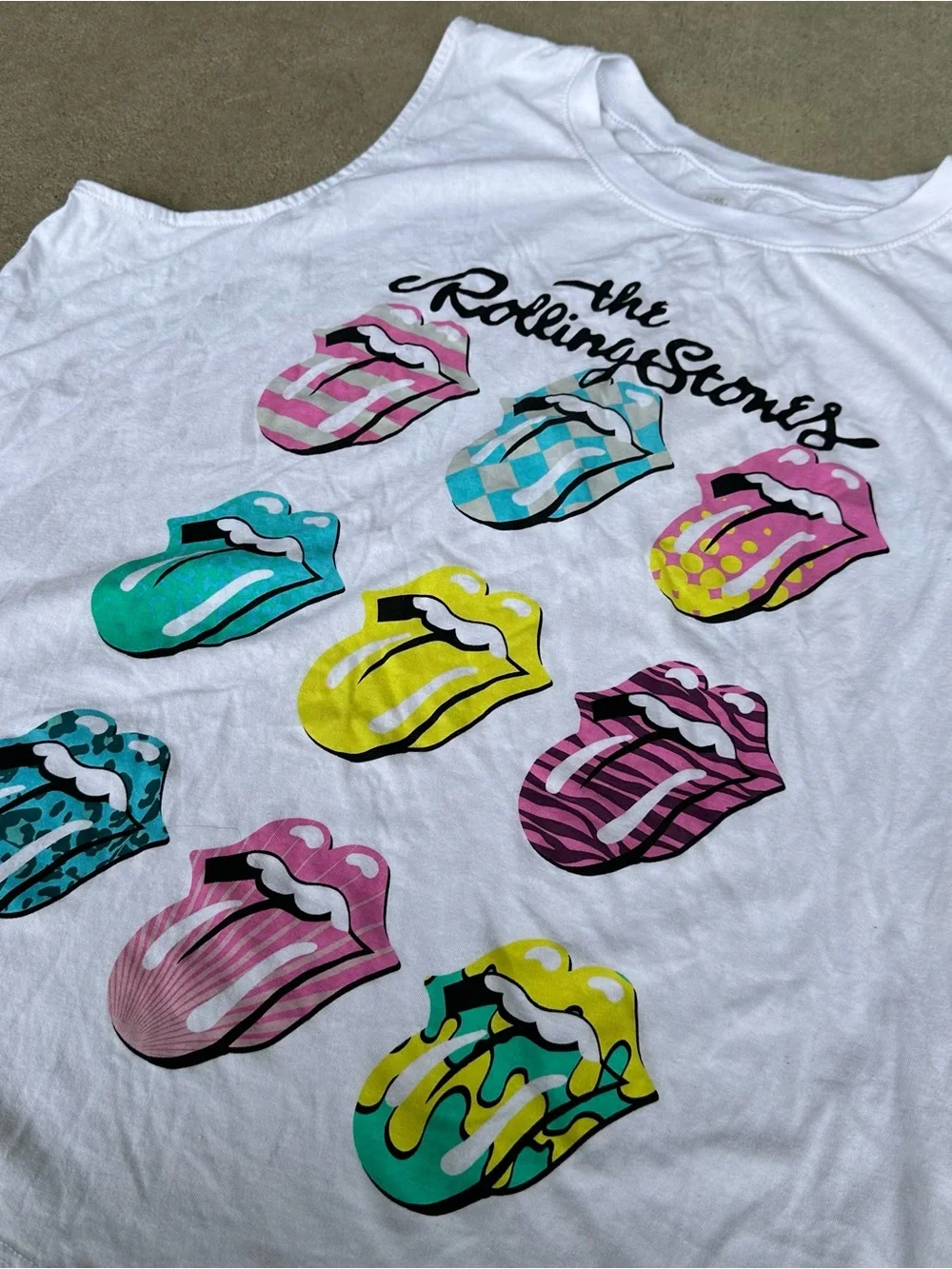 The Rolling Stones White Graphic Muscle Tee on Comfort Colors tank XL